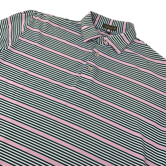 Peter Millar‎ Summer Comfort Men's Large Striped Short Sleeve Golf Polo Flaw - Picture 1 of 14